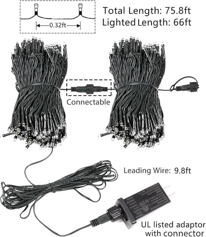 75.8 FT 200 LED Red and White Christmas Lights Outdoor Indoor, Timer & Memory - Image 9