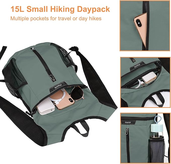 MOSISO Lightweight Hiking Daypack Small Packable Travel Hiking Backpack - Image 3
