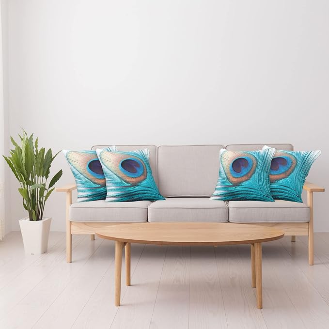 Ambesonne Feather Throw Pillow Cushion Case Pack of 4, Close up Pattern of - Image 4