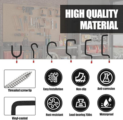 Garage Hooks Heavy Duty, Wall Mounted Steel Tool Hangers - Image 4