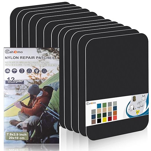 Cahomo 7.9x3.9 inch 12 PCS Nylon Repair Patch Nylon Repair Tape Self Adhesive by Cahomo