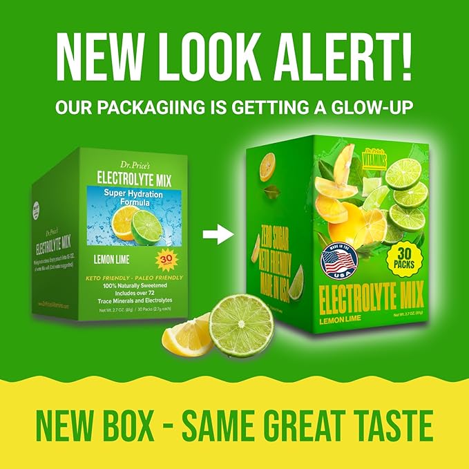Dr. Price’s Electrolytes Powder Packets – Lemon Lime, 30 Packs | Sugar Free - Image 2