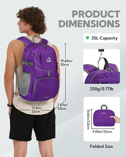 WATERFLY Hiking Packable Daypack Backpack: 35L Ultra Lightweight Day Pack - Image 3