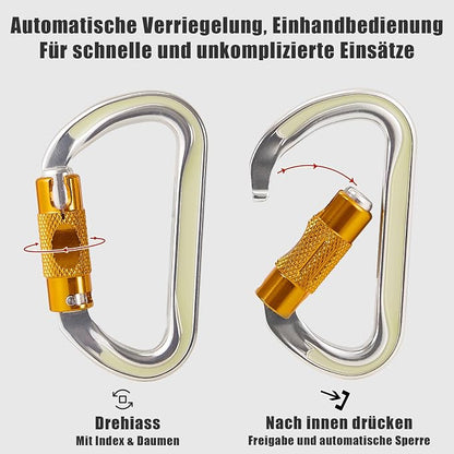 SOB Heavy Duty Steel Carabiner Clips -Auto Locking Climbing Carabiner, - Image 6