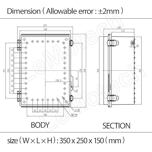 LeMotech Electrical Box, IP67 Waterproof Hinged Clear Cover Stainless Steel - Image 7