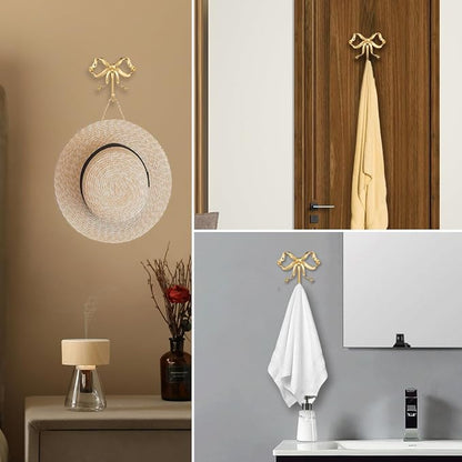 2 Pcs Gold Bow Wall Hooks - Image 4
