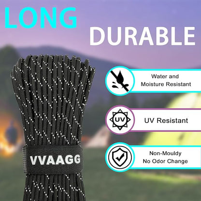 VVAAGG Reflective Paracord Rope 100FT, 7 Strand Nylon para Cord Lanyard Utility - Image 4