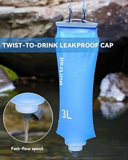 3L Gravity Fed Water Bag, Collapsible Portable Hydration Reservoir Compatible - Image 6