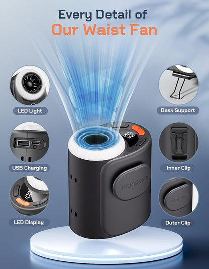 POKISEED Rugged Portable Fan, 10000mAh Rechargeable Battery, 40H Runtime - Image 5