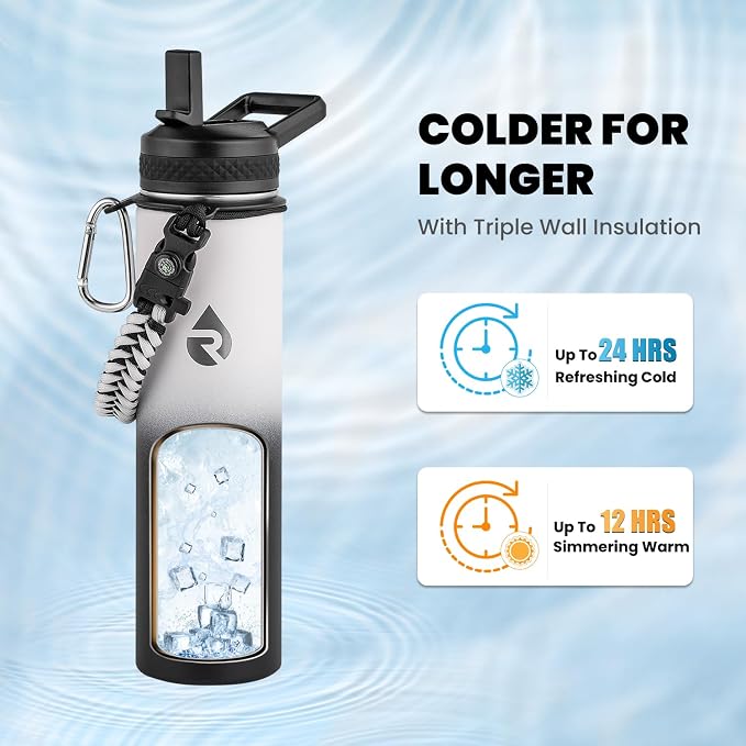 RAYMYLO Insulated Water Bottle 24oz, Triple Wall Vacuum Stainless Steel - Image 2