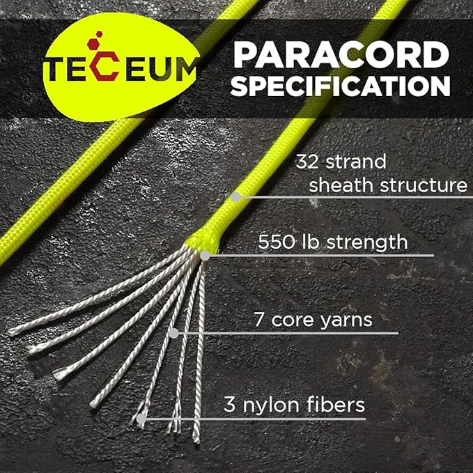TECEUM 5/32" Paracord Rope 1000 – 1000ft / 200ft / 100ft / 50ft – Tactical - Image 2