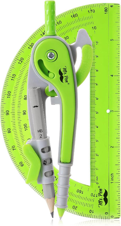 Mr. Pen- Geometry Compass and Protractor Set, 6 Inch Compass, 6 Inch Protractor by MrPen