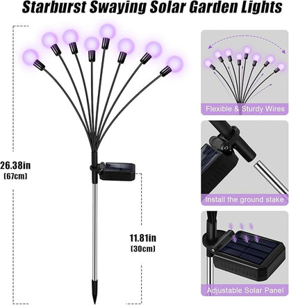 ZFNN Solar Garden Lights 16 LEDs, 2 Pack 8 Heads, Outdoor Waterproof, Swaying - Image 7