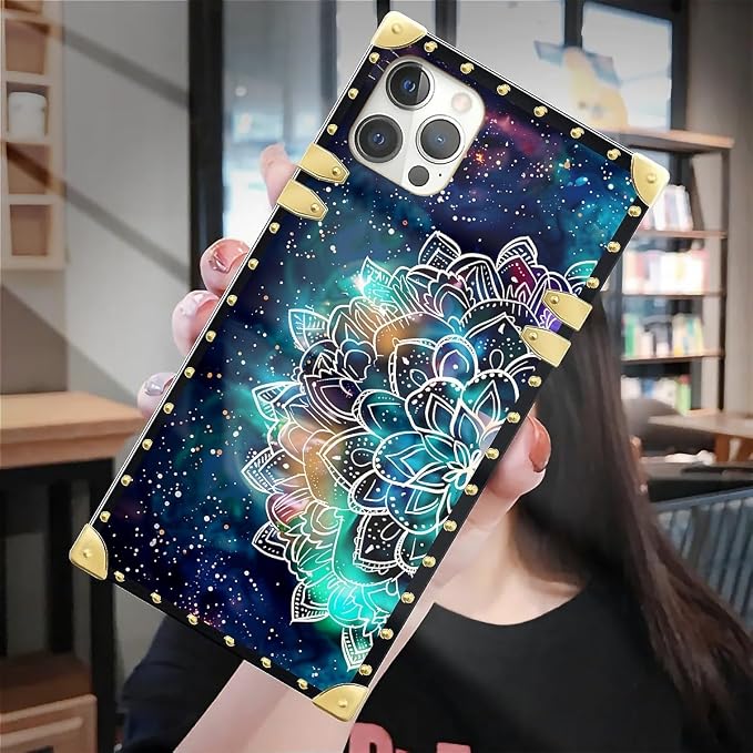 Compatible with iPhone 12 Case, Starry Sky Colourful Mandala Luxury Golden - Image 7