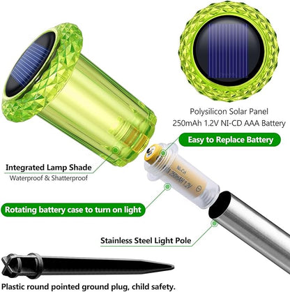 DenicMic Solar Lights Outdoor 10 Pack Waterproof Green LED Stainless Steel - Image 2