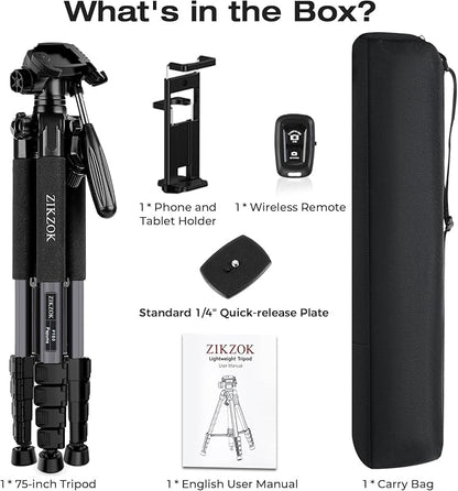 75" Camera Tripod, Heavy Duty Aluminum Camera Stand - Image 7