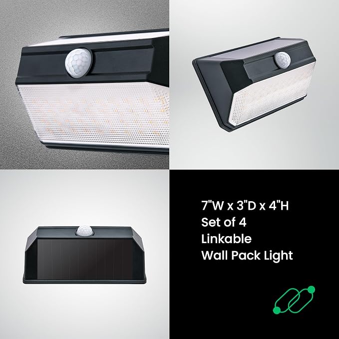 Home Zone Mesh Linkable Series 4-Pack Solar SMD LED Security Wall Pack Light - Image 7