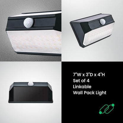 Home Zone Mesh Linkable Series 4-Pack Solar SMD LED Security Wall Pack Light - Image 7