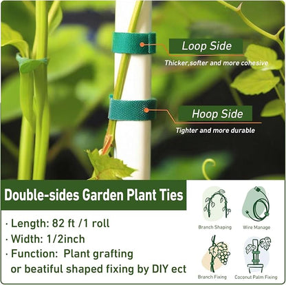 1/2inch 82ft Garden Tie Green Tape, Hitotsu Reusable Plant Tape, Nylon Plant - Image 2