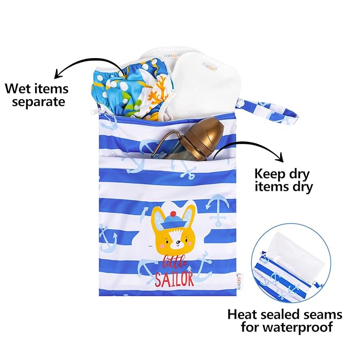 ALVABABY 2pcs Waterproof Wet Dry Bags, Reusable - Image 2