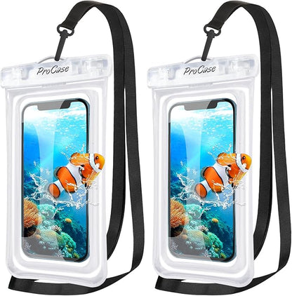 ProCase 2 Pack Floating Waterproof Phone Pouch IPX8, Universal Dry Bag Fits by ProCase