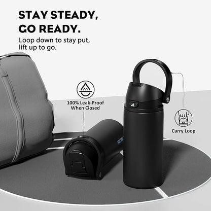 POWCAN 18 oz Insulated Water Bottle: 2-in-1 Push-Button Spout & Quick-Flip Straw - Image 4