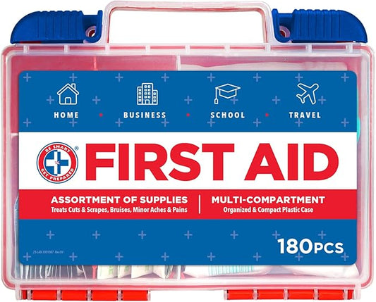 Be Smart Get Prepared 180 Piece First Aid Kit: Clean, Protect Minor Cuts by BeSmartGetPrepared