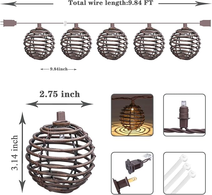 Vigdur Patio String Lights Outdoor, Connectable Indoor String Light - Image 3