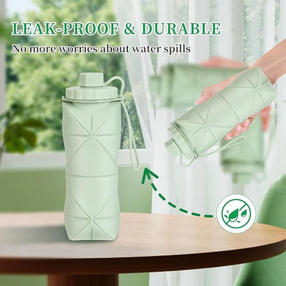 YCT Collapsible Silicone Travel Water Bottle 20oz, Reuseable Leakproof BPA Free - Image 4