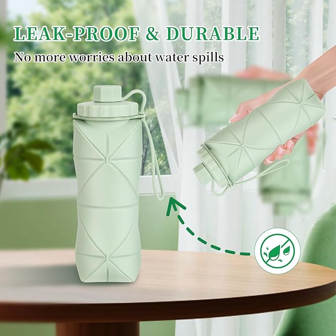 YCT Collapsible Silicone Travel Water Bottle 20oz, Reuseable Leakproof BPA Free - Image 5