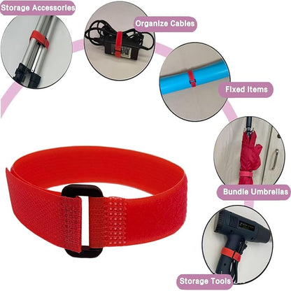 10 Pack Reusable Fastening Cable Ties and Cable Straps Red Color, Adjustable - Image 3