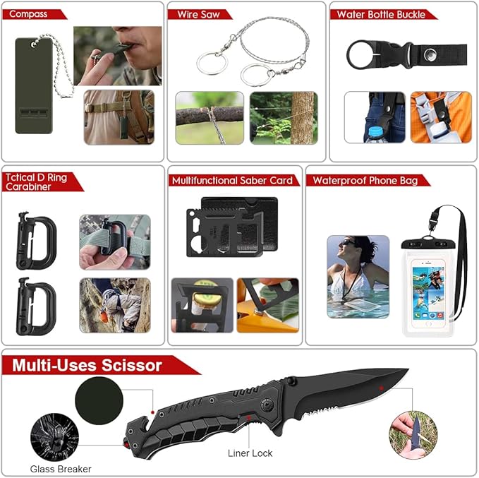 Survival Kit, Emergency Kit for Earthquake, Outdoor Adventure, Gifts for Men - Image 4