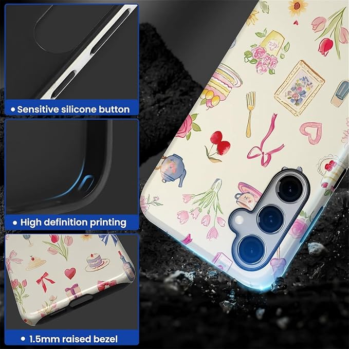 for Samsung Galaxy S25 Case, HL2 Aesthetic Bow Preppy Collage Hybrid 2 Layer - Image 3