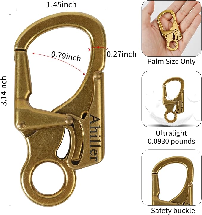 Ahiller Carabiner Clip, Double Anti-Misopening Locking Design, Key Ring Clip - Image 2