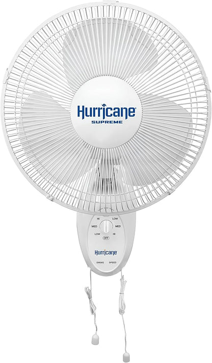 Hurricane Supreme 12” Portable Oscillating Wall Mount Fan, Space Saving by Hurricane