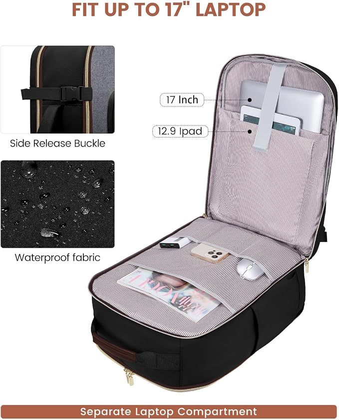 LOVEVOOK 50L Travel Backpack for Women & Men, Airline Approved Carry On Luggage - Image 8