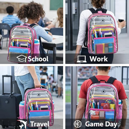 K-Cliffs Large Transparent Backpack Clear Heavy Duty School Bag Durable Student - Image 6