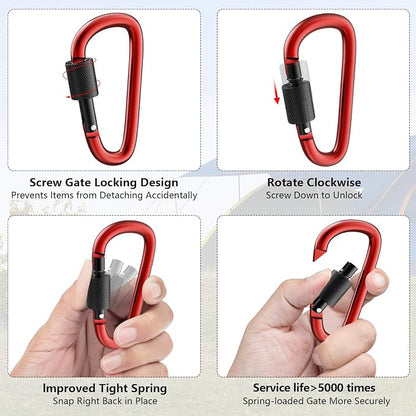 sprookber 3" Locking Carabiners | Keychain Carbineers D Ring Key Clip Spring - Image 3
