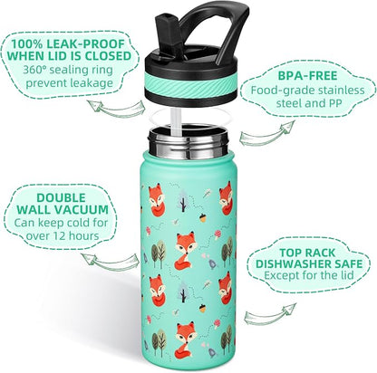 Fanhaw 18 Oz Kids Insulated Water Bottle - Image 2