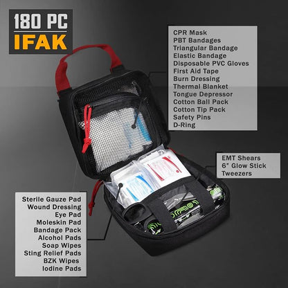 Everlit 180 Pieces Tactical First Aid Kit IFAK Molle EMT Pouch Outdoor Camping - Image 4