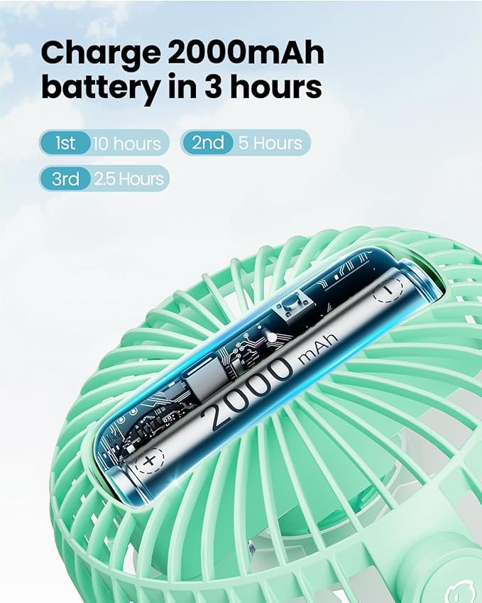Gaiatop Portable Clip on Fan Battery Operated, Small Powerful 3 Speed Quiet - Image 4