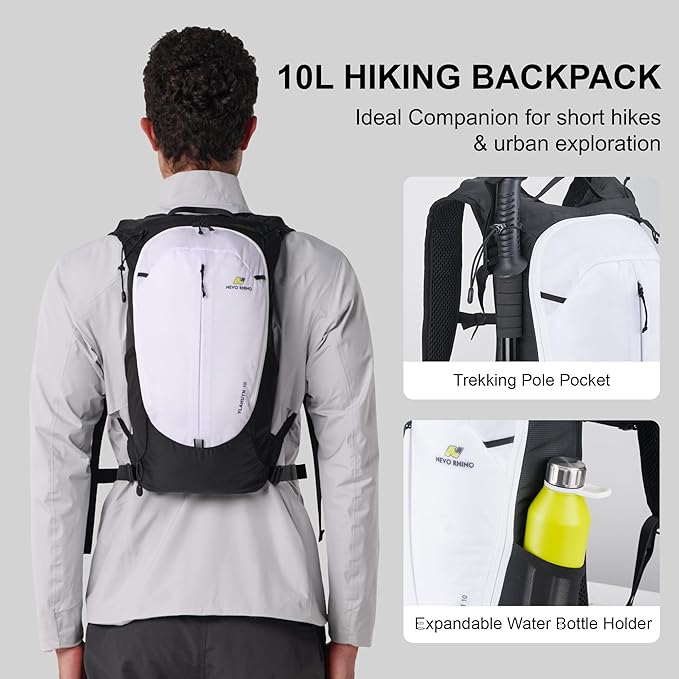 N NEVO RHINO Small Hiking & Trekking Backpack, 10L Lightweight Travel Backpack - Image 4