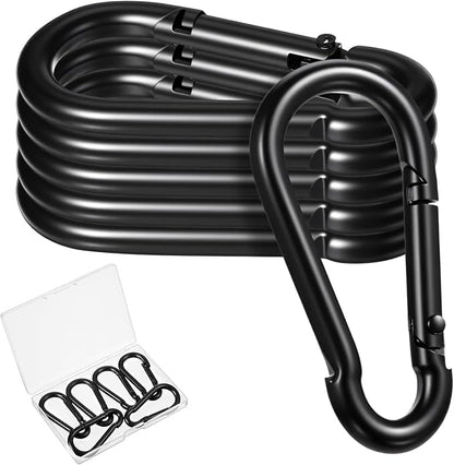 6 Pack Black Carabiner Clip, 2.36 Inch Heavy Duty Carabiner Clip Spring Snap by Vin+Beauty