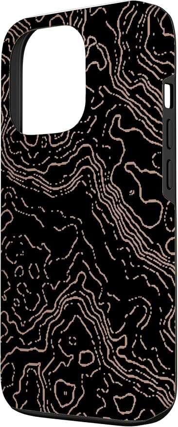 Topography Black & Brown Abstract Pattern Topographic Map Case - Image 2