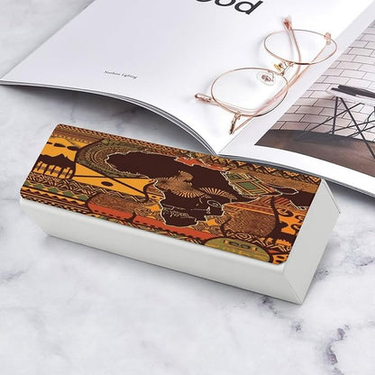 African Map Ethnic Pattern Eyeglass Case Spectacle Case Slim PU Leather - Image 7