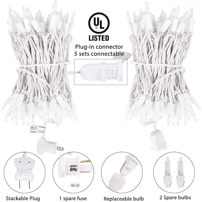 Brightown 50 Count Warm White Christmas Lights, Christmas Tree String Lights - Image 3