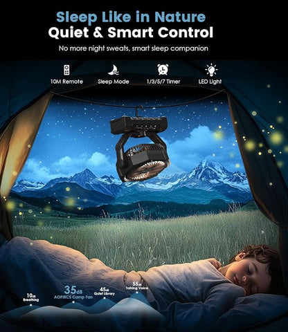 Camping Fan Rechargeable, 60H Long-Lasting Battery Powered Fan - Image 7