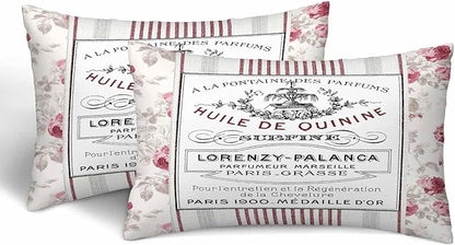 Huile De Quinine Vintage French 12 X 20 Pillow Covers Elegance Fountain Pink by Unknown