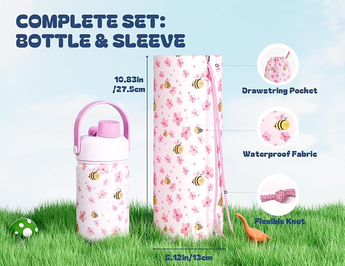 12 oz Kids Stainless Steel Water Bottle: 2-in-1 Straw Spout Lid, Easy Clean - Image 3