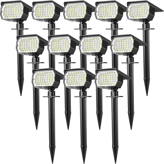 WENATY Solar Spot Lights Outdoor Waterproof IP65, 12 Pack Landscape Spotlights by WENATY